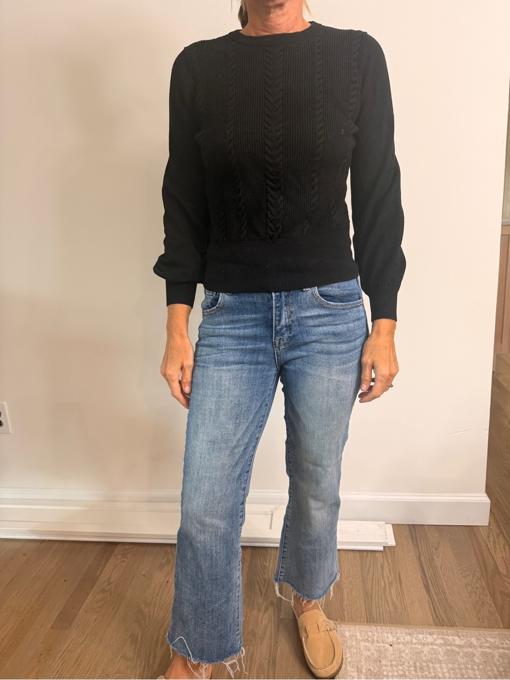 Philosophy Black Cable-Knit Crewneck Sweater